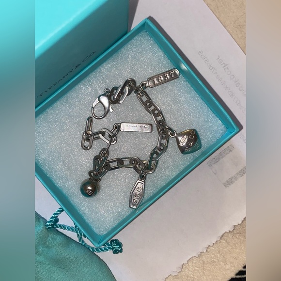 Auth 925Tiffany piece retired bracelet from 1837 silver collection 5th Ave charm - Picture 2 of 7